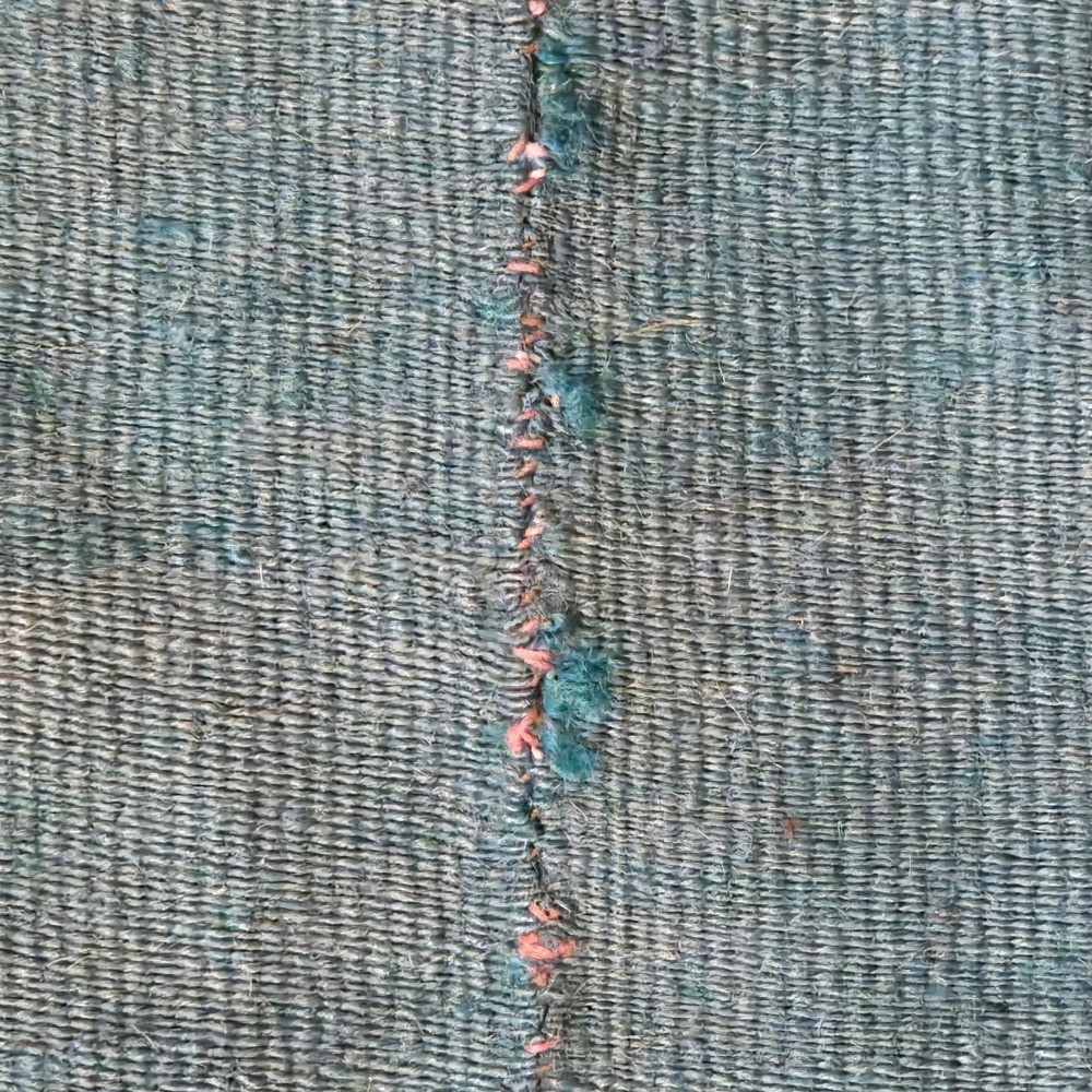 Vintage Handwoven Kilim Rug Floral Medallion Turquoise Tan Boho Flatweave Fringe - Picture 12 of 16